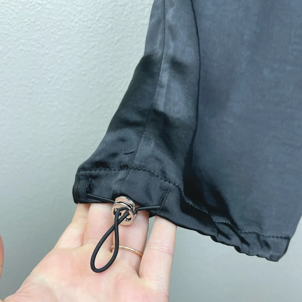 REVOLVE Superdown Women's Large Black Rita Cargo Pant Satin Pockets Drawstring - Picture 5 of 16